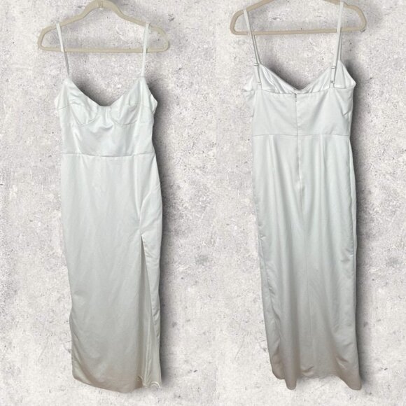 Katie May White Call Me Slim Gown Maxi Dress Side Slit Size Large USA Made Sexy - Picture 4 of 12